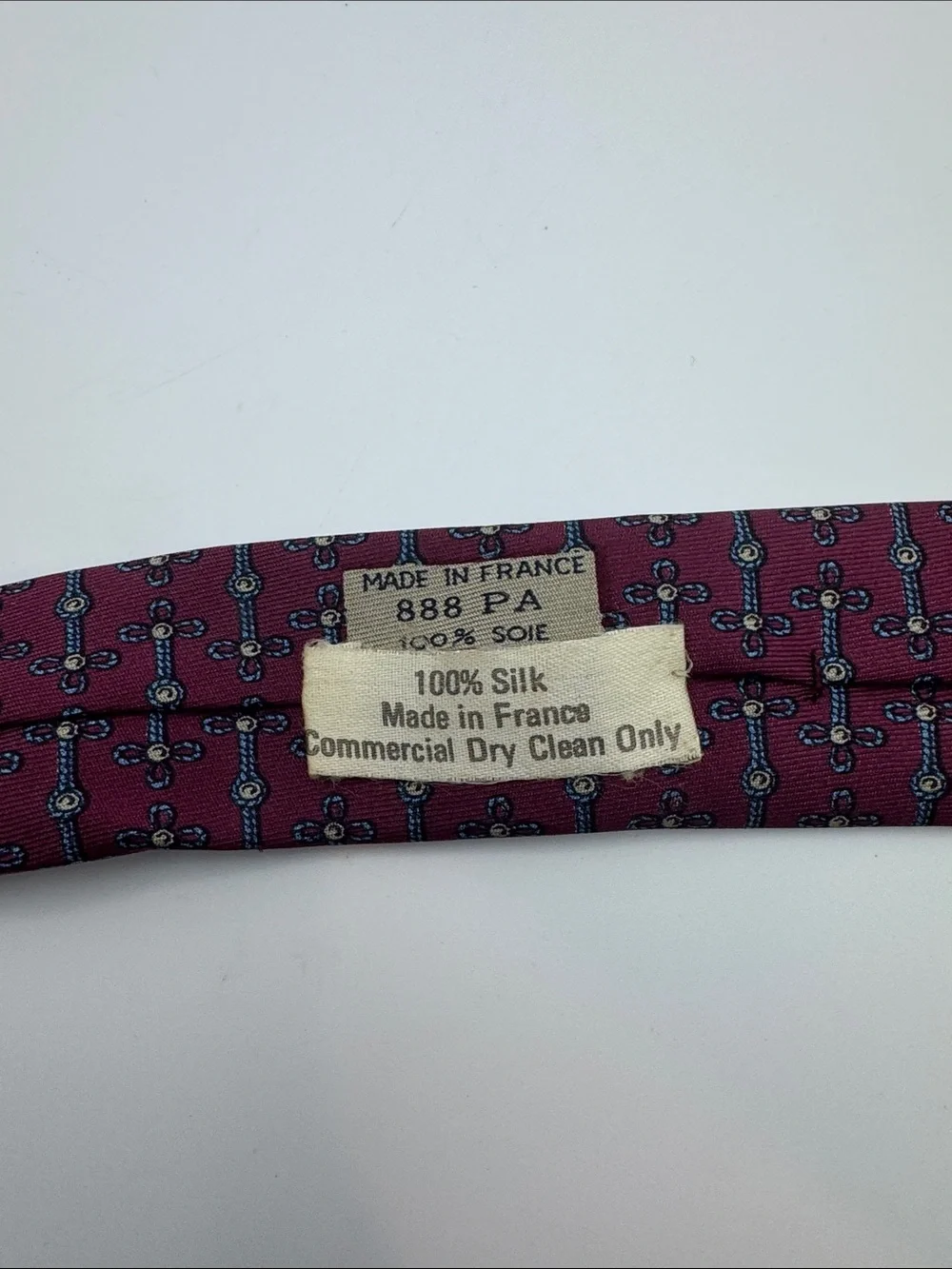 Vintage 90's Hermes Silk Neck Tie 888 PA  100% Silk Made in France 1990's w/Clip
